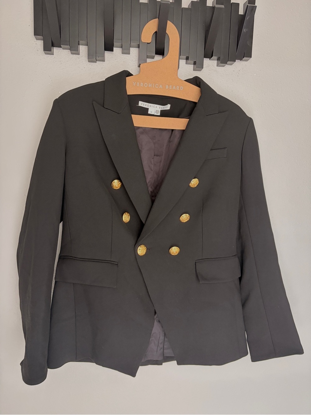 Veronica Beard Miller Dickey Jacket Black with Gold Buttons